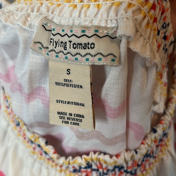 Flying Tomato multi color, ric rac patterned, off the shoulder top. - Picture 6 of 8